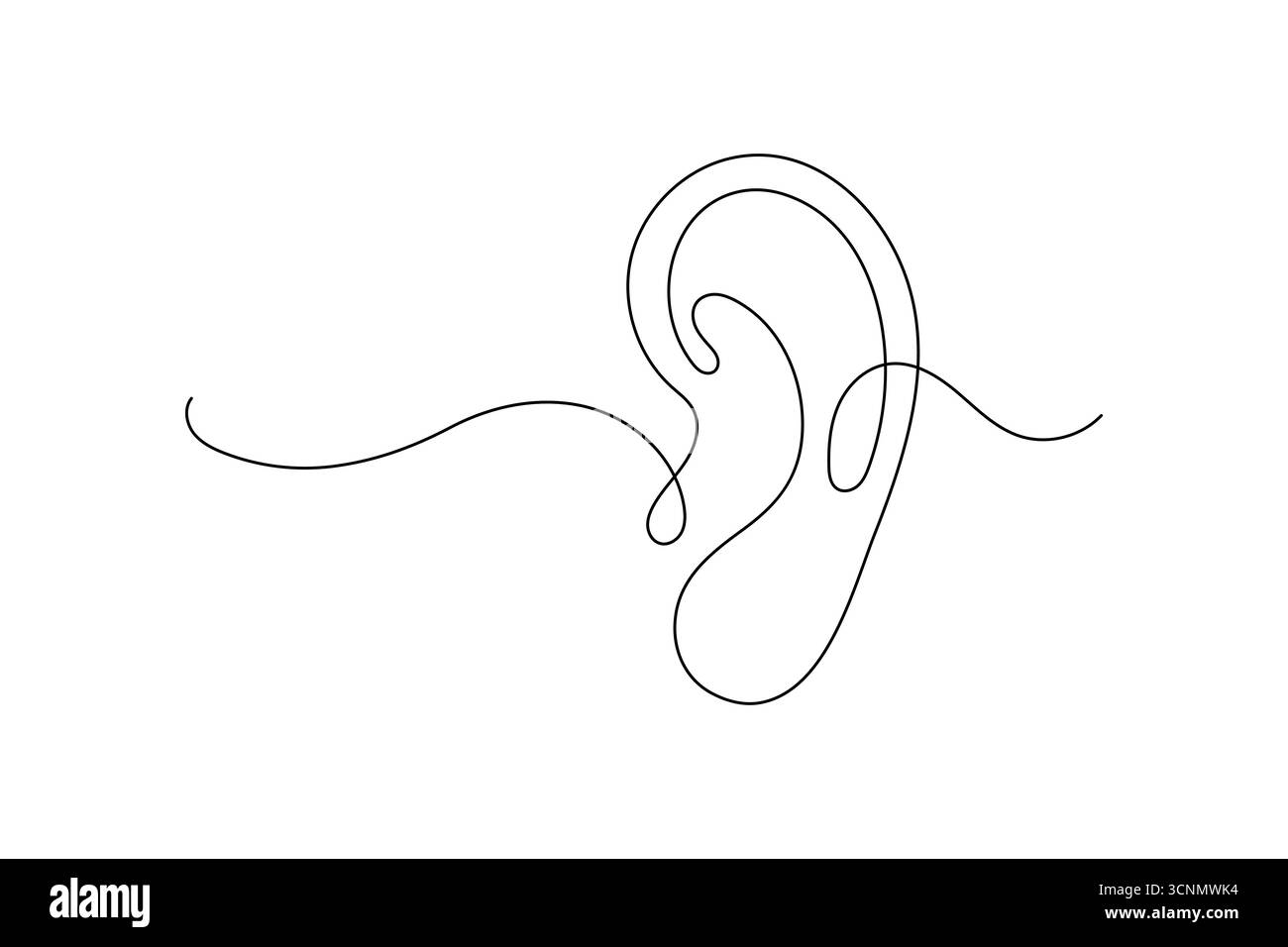 Ears icon continuous one line drawing minimalist style isolate outline ...