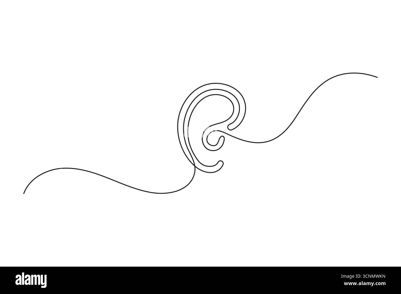 Ears icon continuous one line drawing minimalist style isolate outline ...