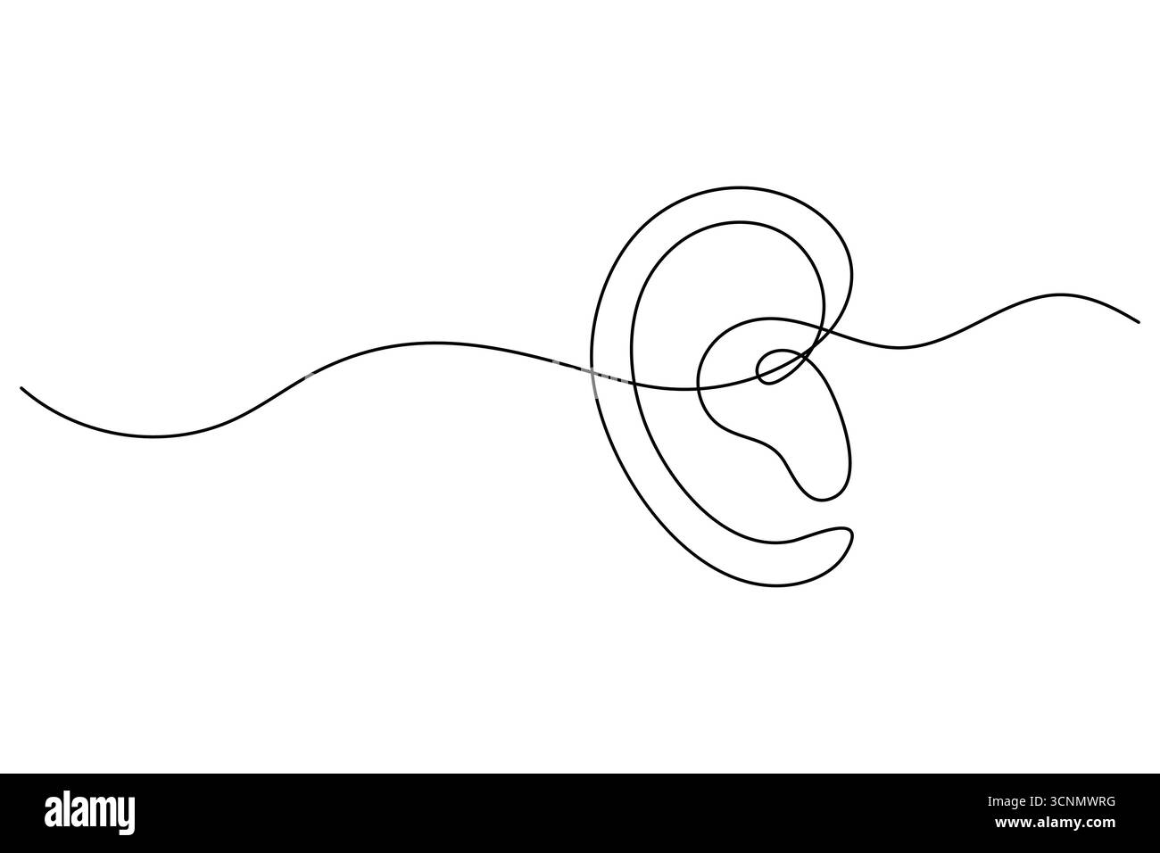 Ears icon continuous one line drawing minimalist style isolate outline ...