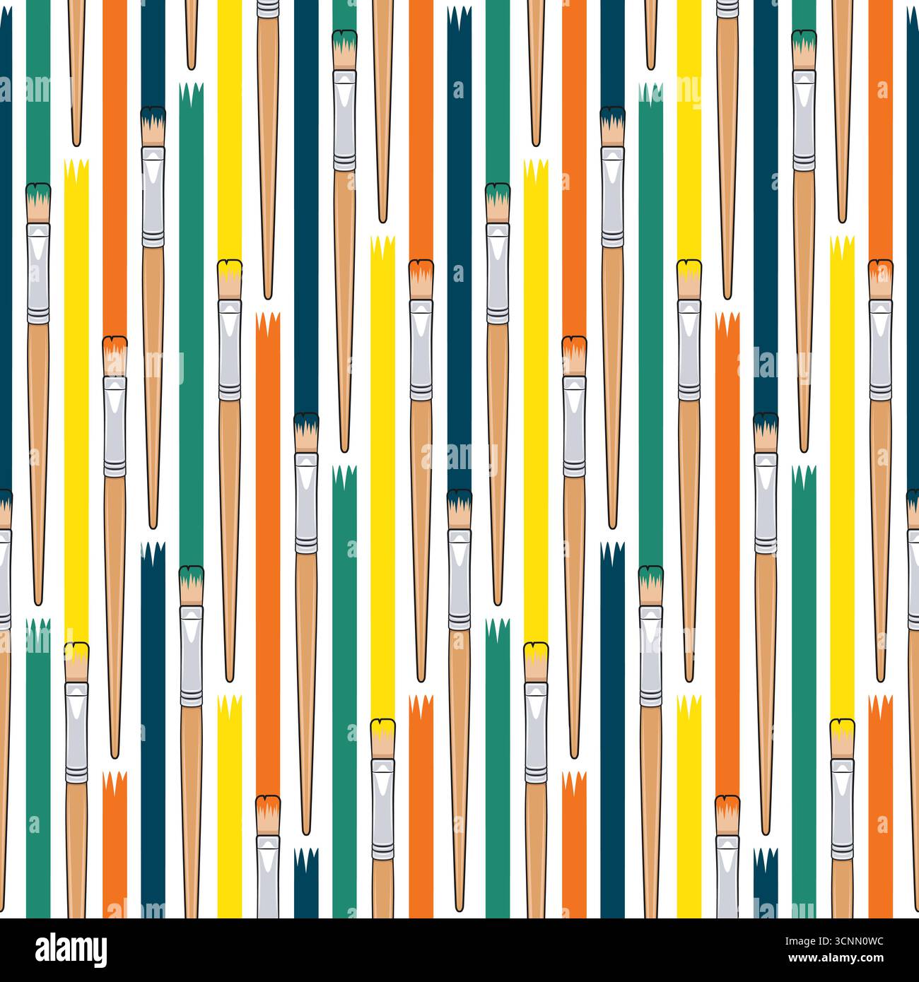 Seamless pattern with brushes for painting. Colored vector background. Stock Vector