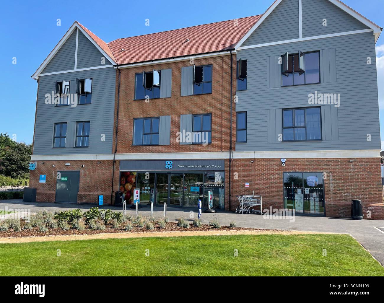 brand new convenience food store entrance - Smartphone Captured Stock Image