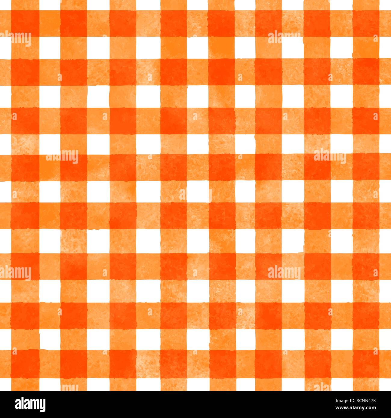 Hand painted orange watercolour checked pattern design Stock Vector