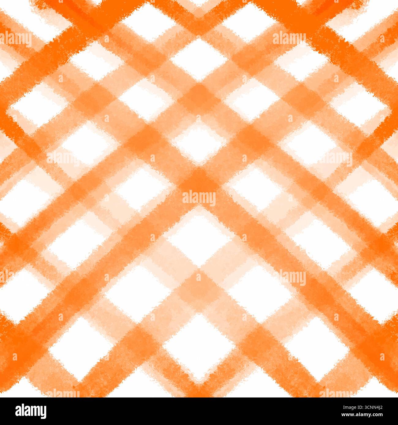 Orange hand painted watercolour checked pattern design Stock Vector