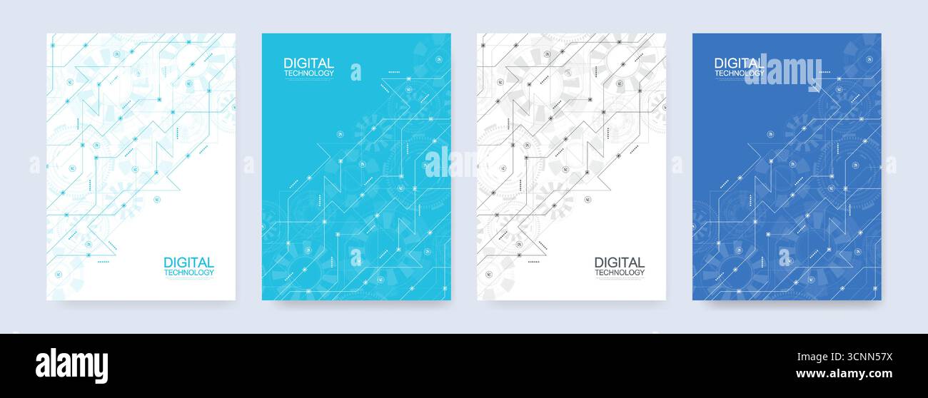 Abstract digital technology cover template design for a report and brochure, flyer, leaflets, poster, header, banner, website, presentation. Vector Stock Vector