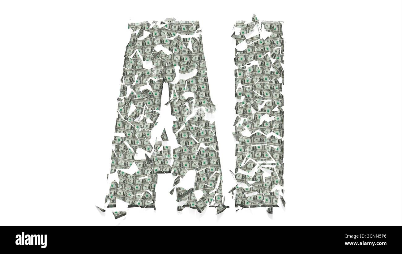 Digital composite. The letters AI - Artificial intelligence with an ...