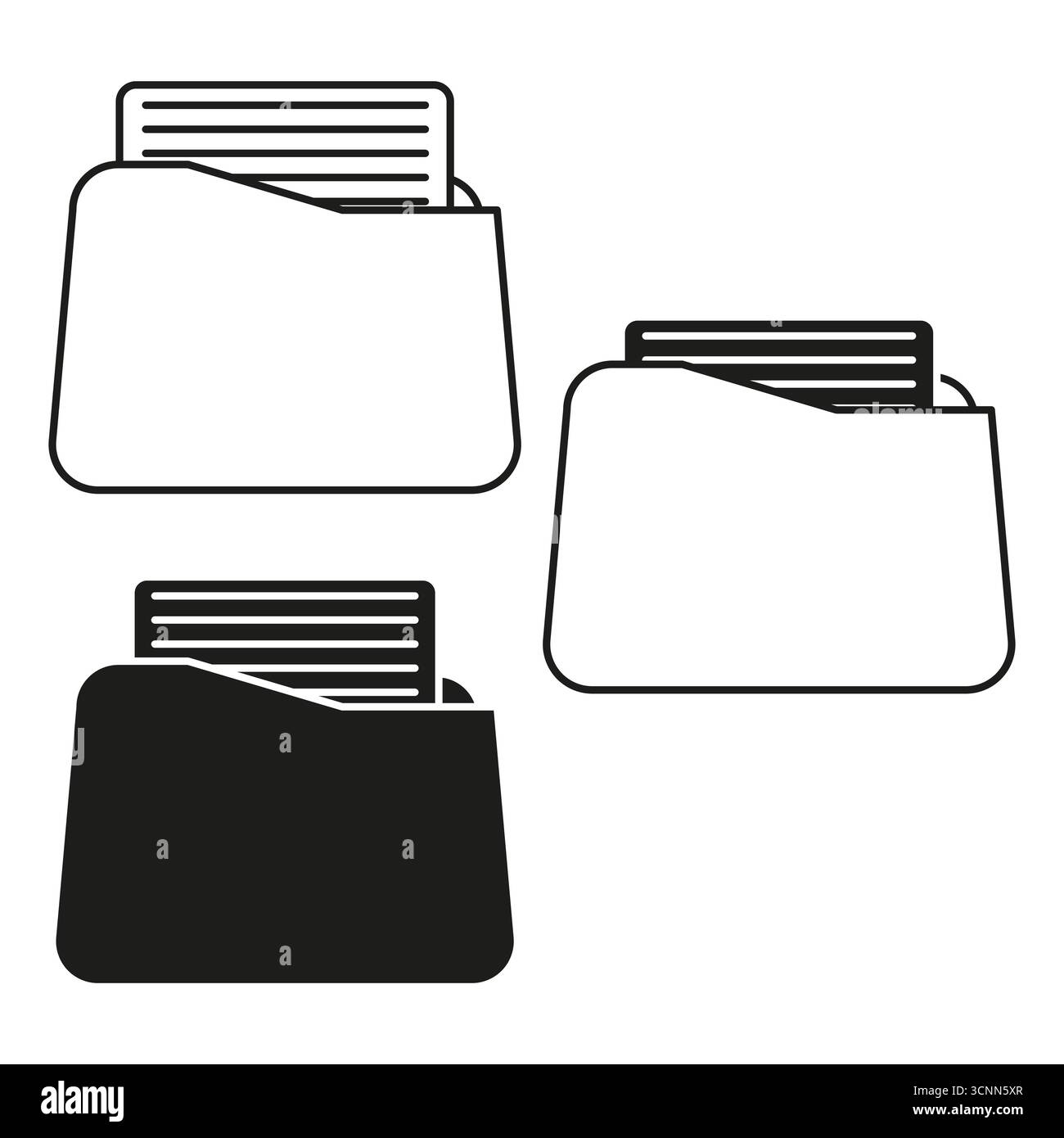 Folder document icon. File organization symbol. Outline business element. Vector data illustration. EPS 10. Stock Vector