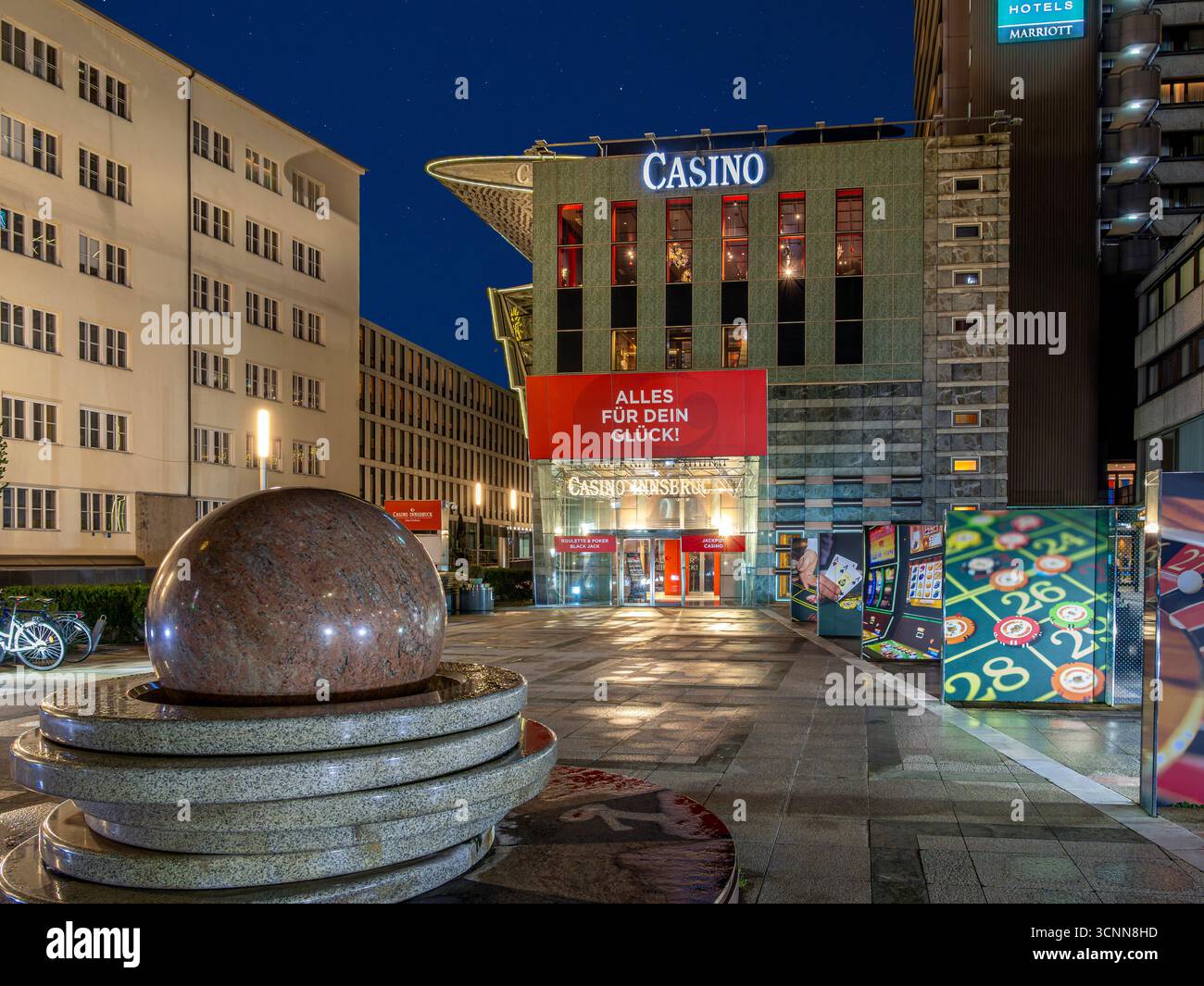 Casino at night, Innsbruck, Tyrol, Austria, Europe Stock Photo