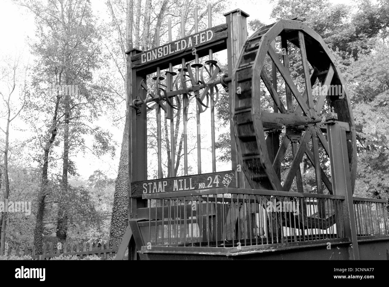 Historic Consolidated Stamp Mill for gold mining at Dahlonega, Georgia, USA. Stock Photo