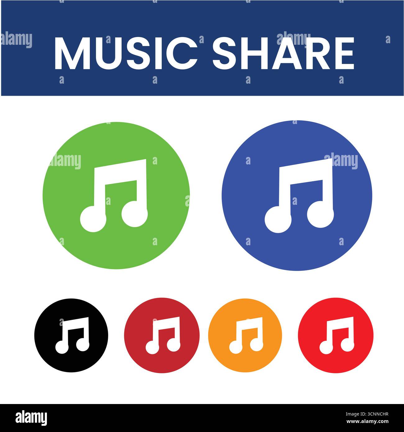 Music Share Icon Set – Download Vector Icons for Music Sharing & Audio Apps Stock Vector