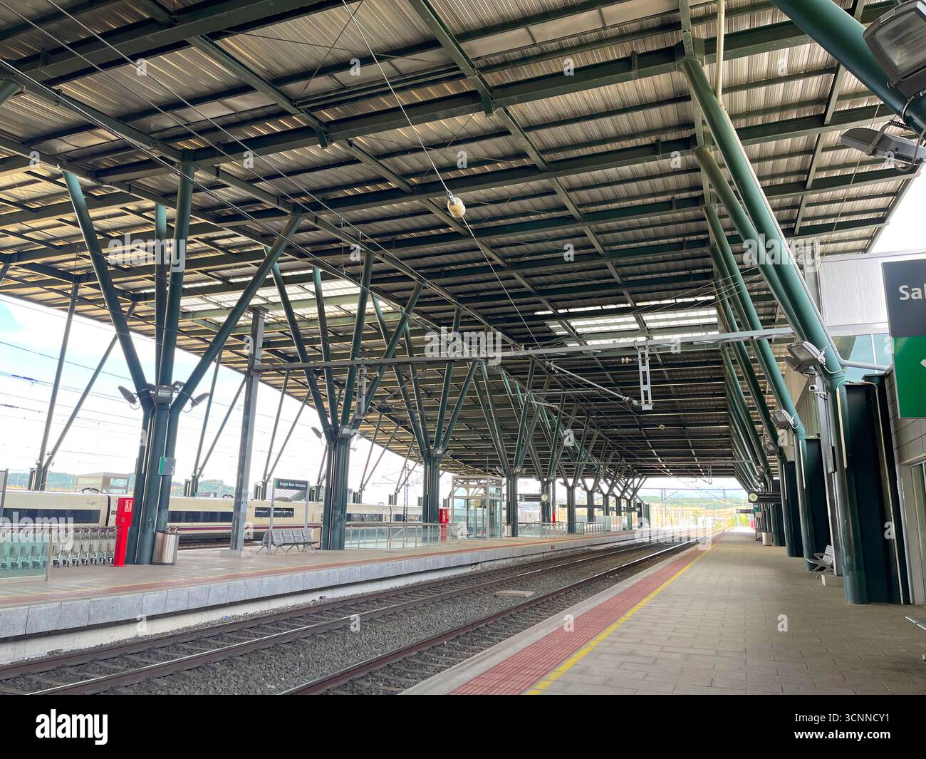 Platforms in Rosa Manzano railway station. Burgos, Spain. - Smartphone Captured Stock Image