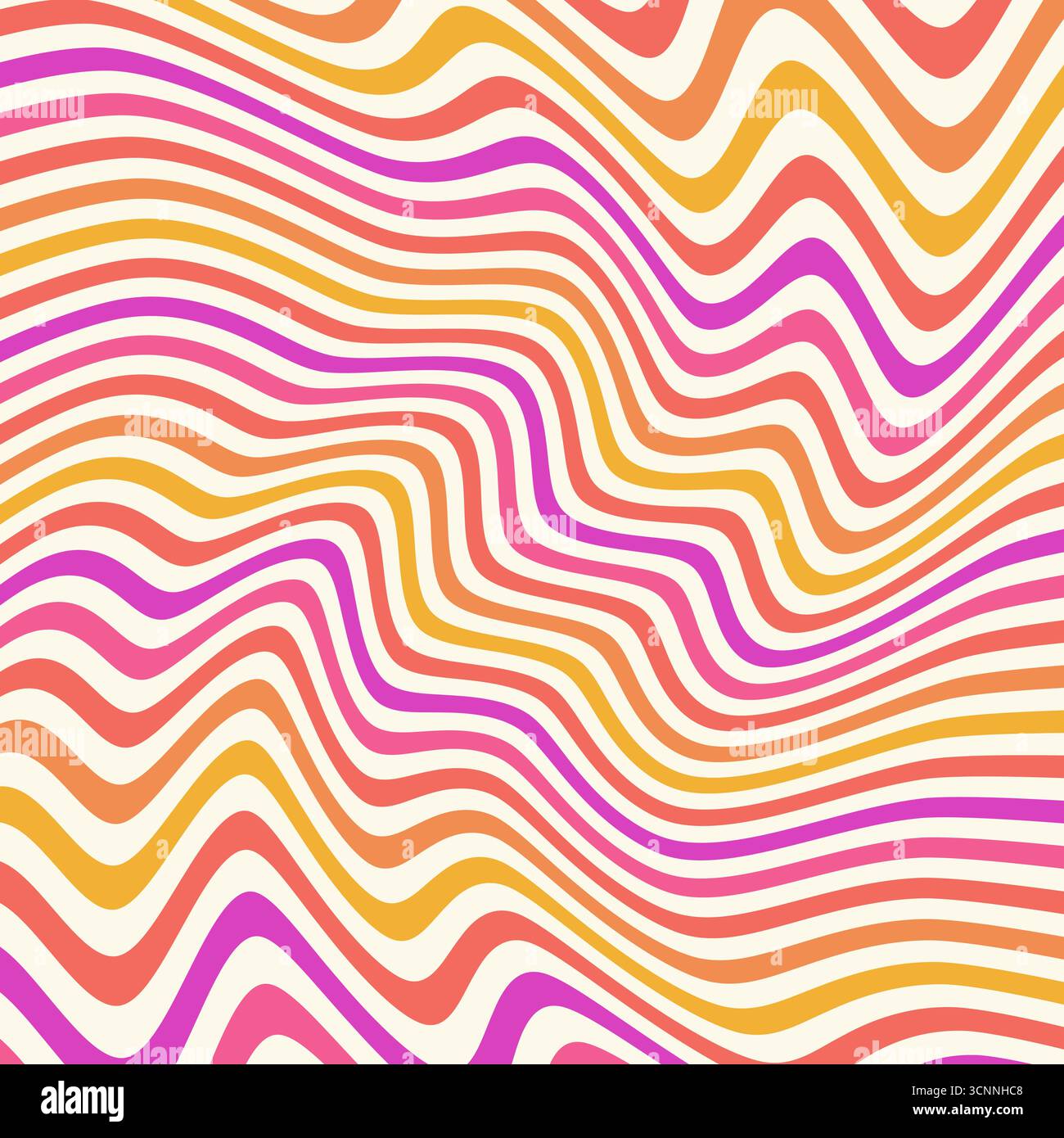 Groovy Distorted Stripes, Acid Vector Background, Abstract Geometric Texture, psychedelic wavy pattern Stock Vector
