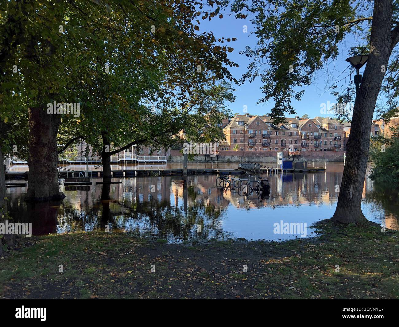 York Tower Gardens Flooded - Smartphone Captured Stock Image