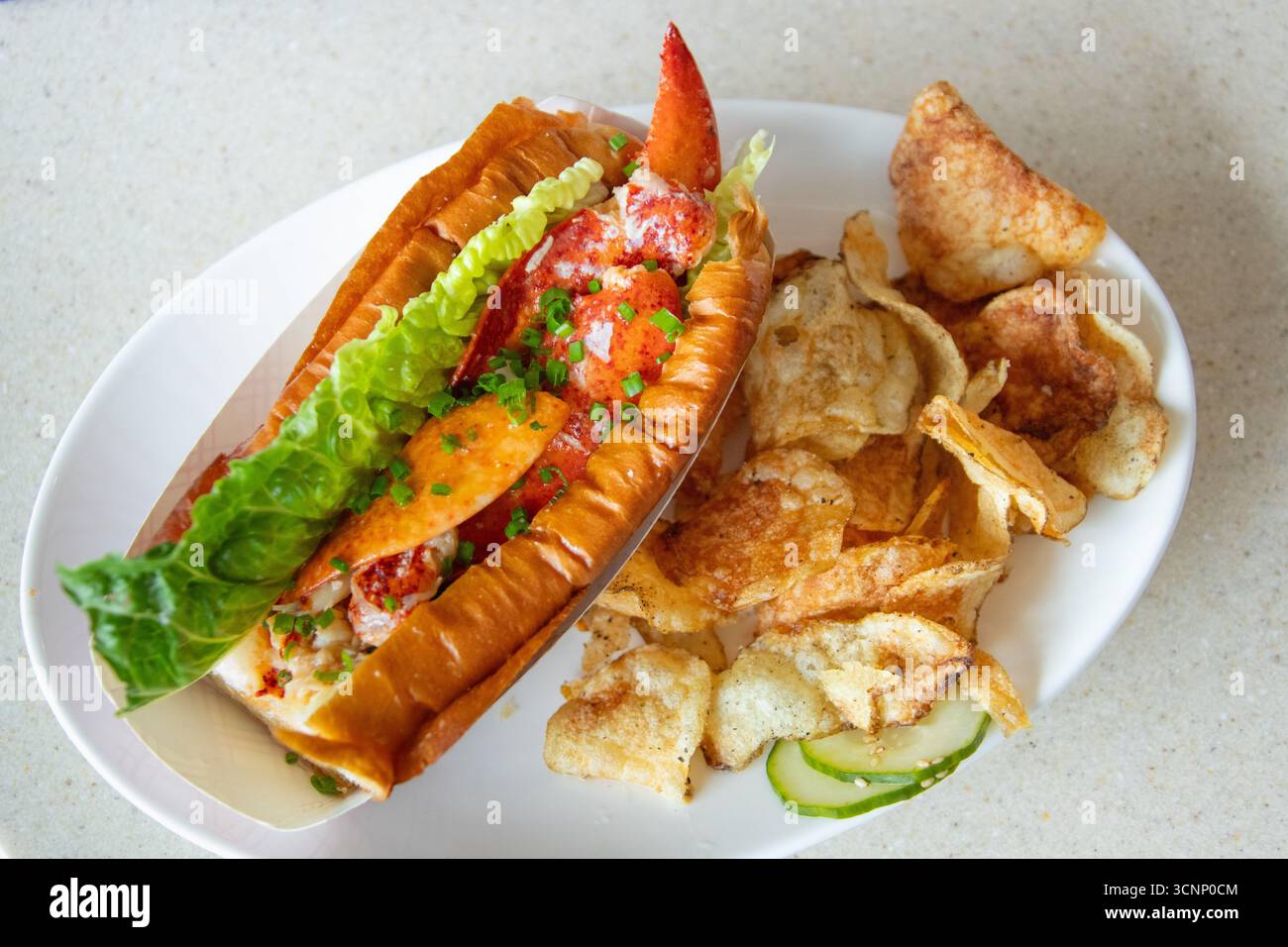 Lobster roll, Sopo Seafood restaurant, Portland, Maine, USA Stock Photo