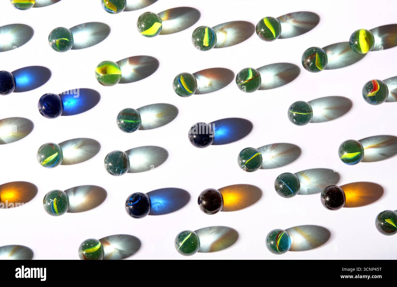 colourful marbles on white background Stock Photo