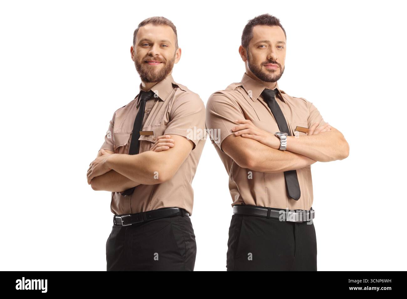 Security guards posing with crossed arms isolated on white background ...