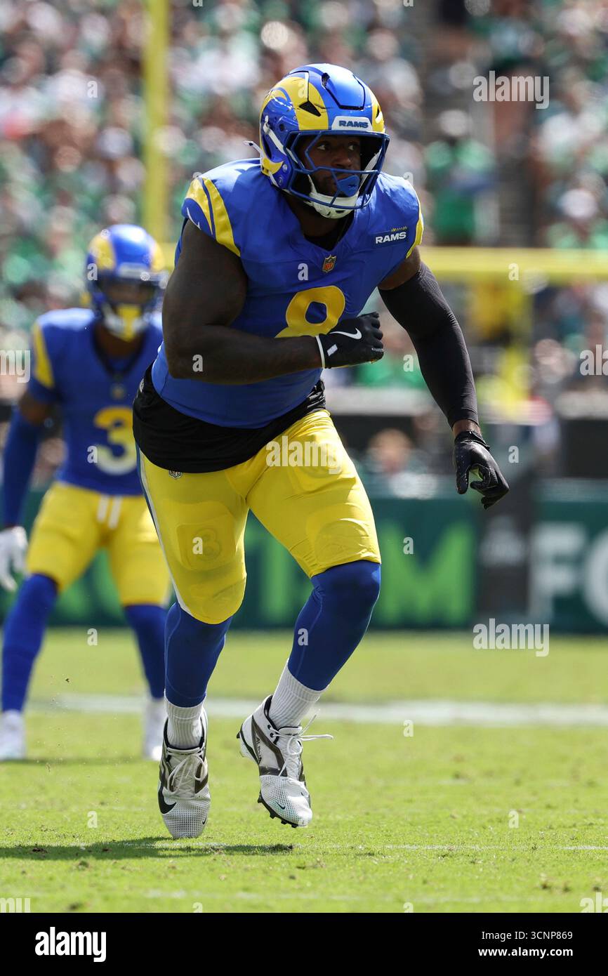 Los Angeles Rams linebacker Jared Verse in action during the first half ...