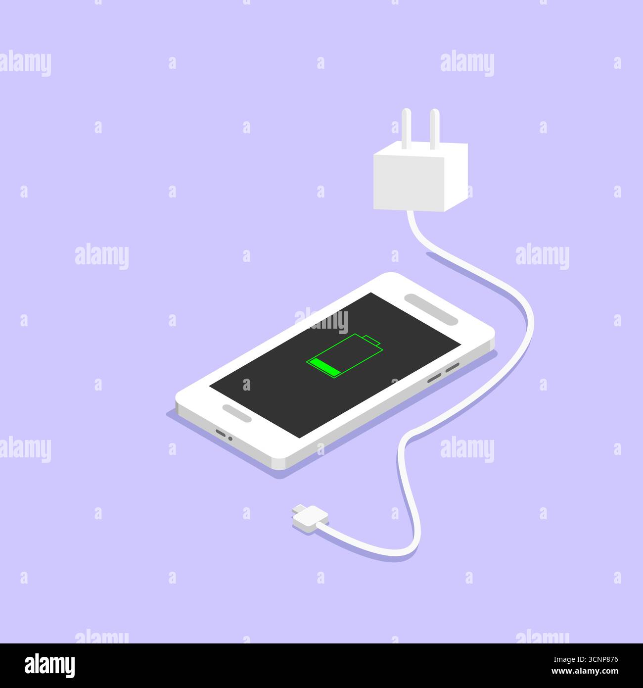 Smartphone Charging Isometric Vector Illustration Flat Design Stock Vector
