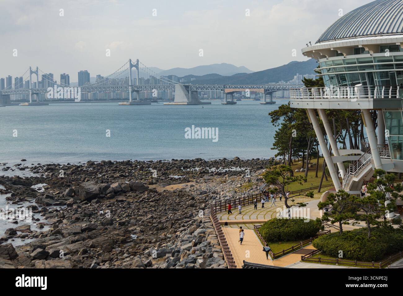 Nurimaru APEC House, a contemporary recreation of a traditional Korean pavilion in Busan South Korea Stock Photo
