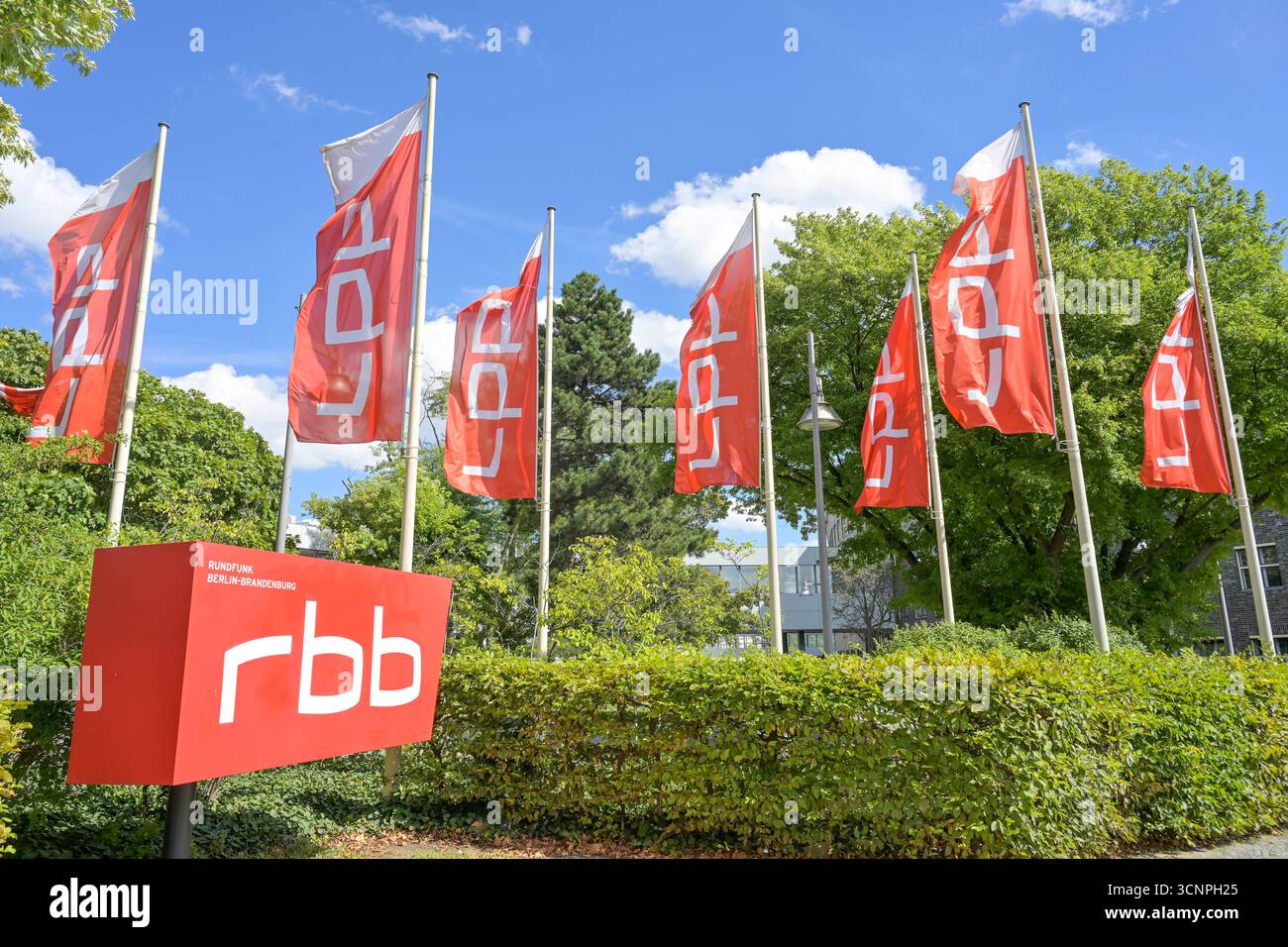 RBB, Logo am Sendezentrum, Rundfunk Berlin Brandenburg, Masurenallee ...