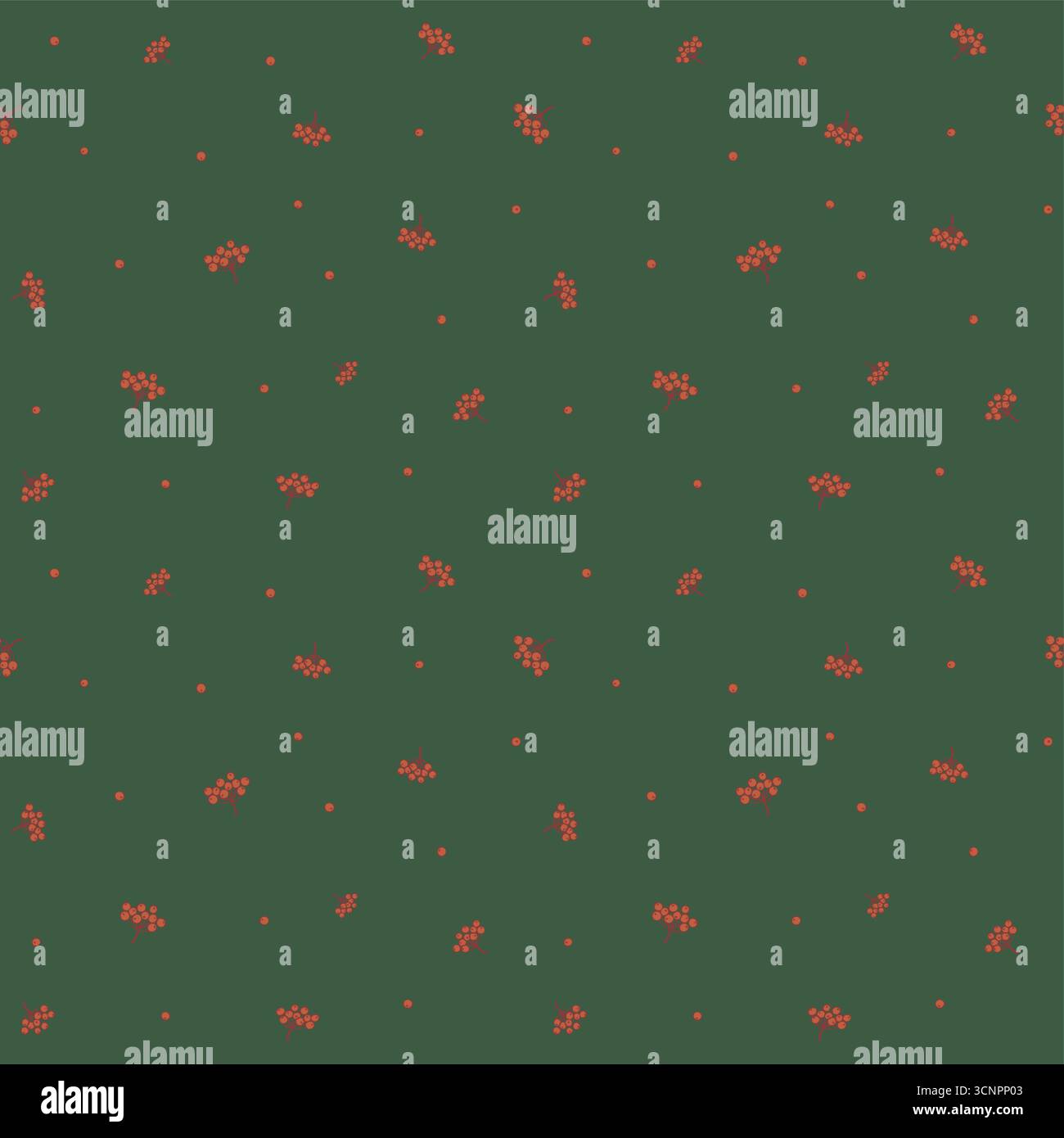 Seamless pattern of hand drawn rowens. Berries seamless pattern. Stock Vector