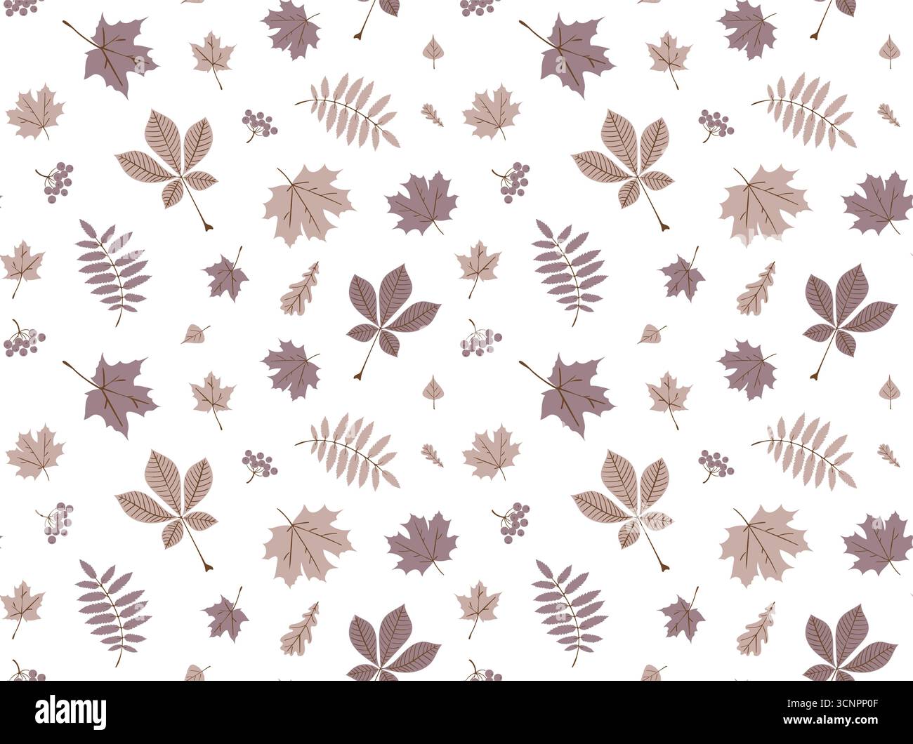 Autumn vector pattern. Seamless foliage pattern. Hand drawn foliage pattern. Autumn foliage print. Pastel autumn pattern. Stock Vector