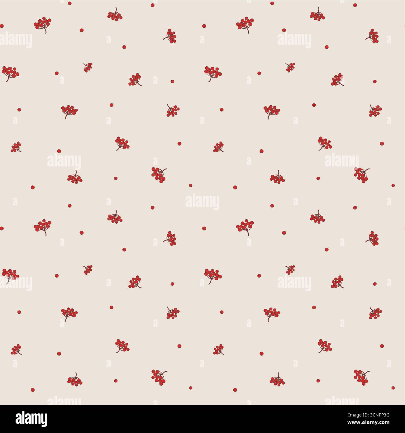 Seamless pattern of hand drawn rowens. Berries seamless pattern. Stock Vector