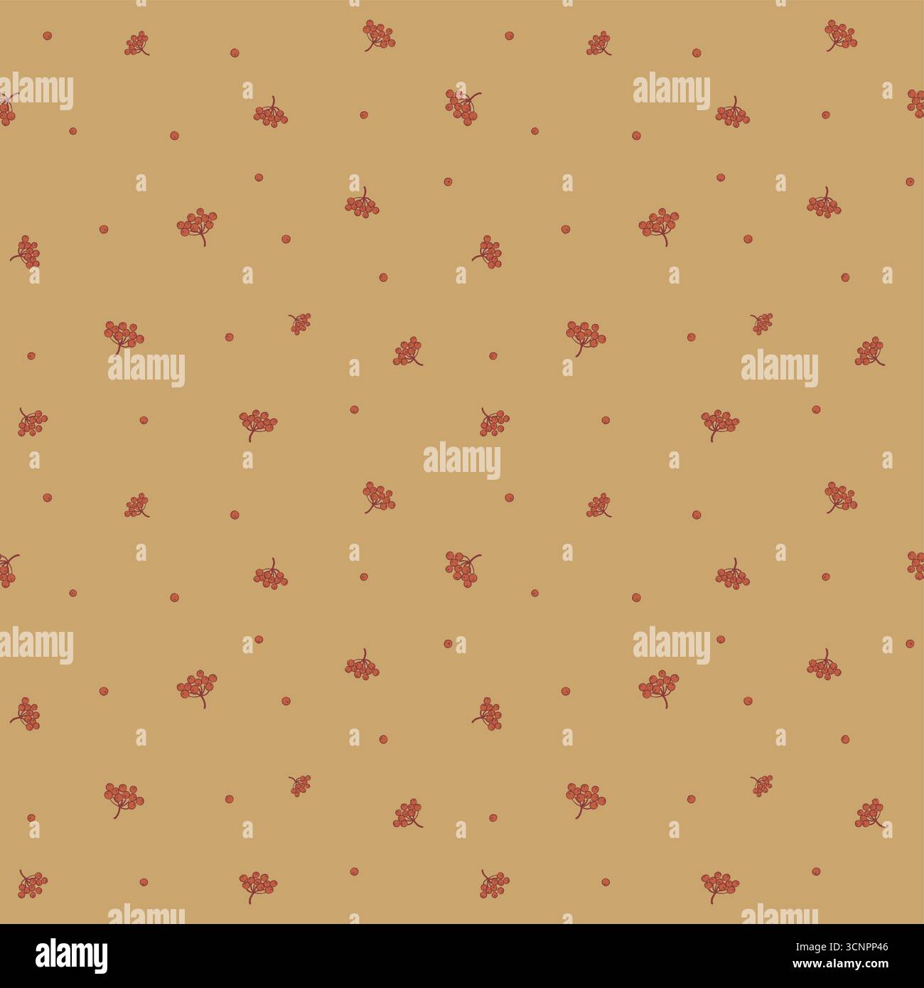 Seamless pattern of hand drawn rowens. Berries seamless pattern. Stock Vector