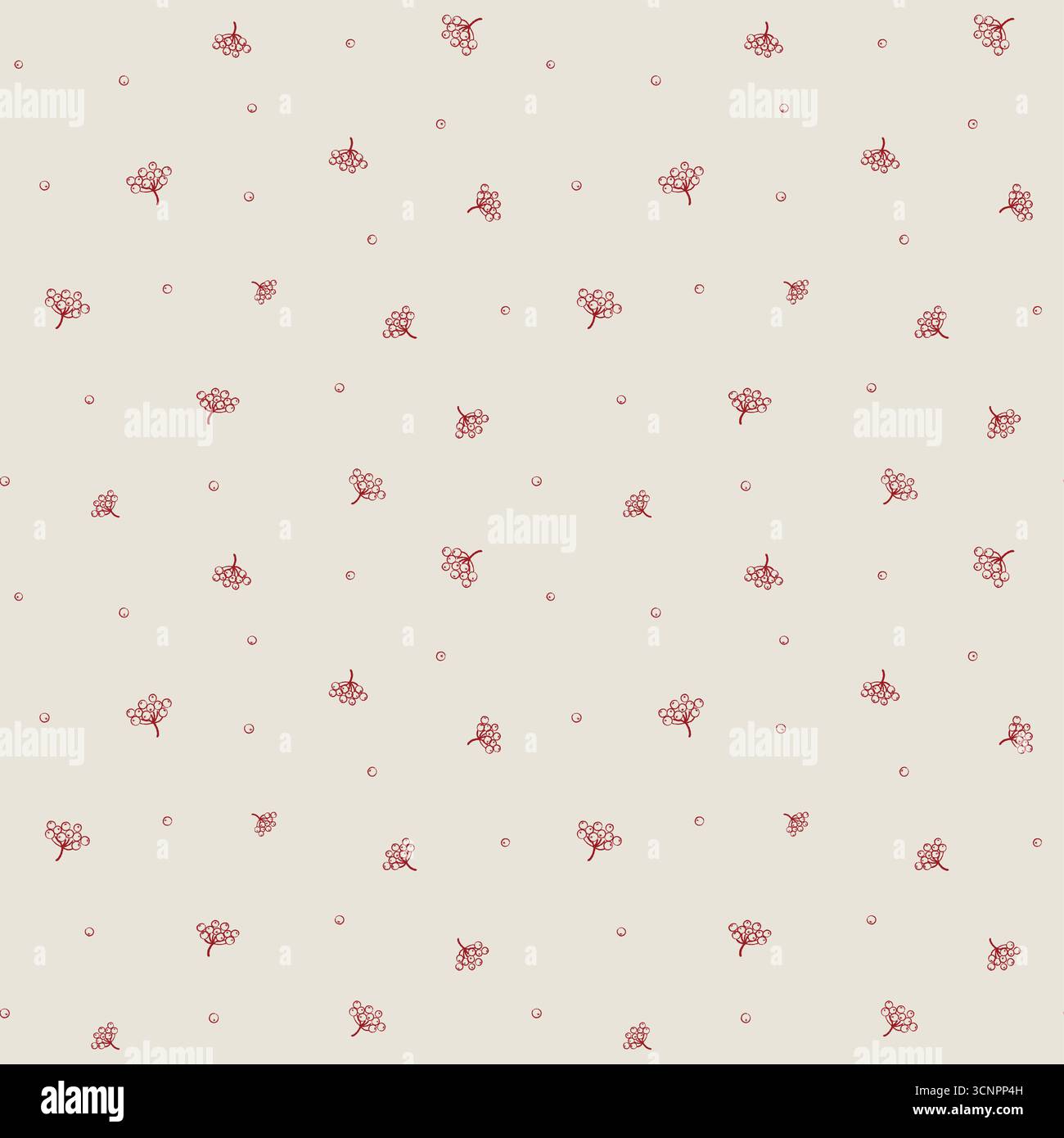 Seamless pattern of hand drawn rowens. Berries seamless pattern. Stock Vector
