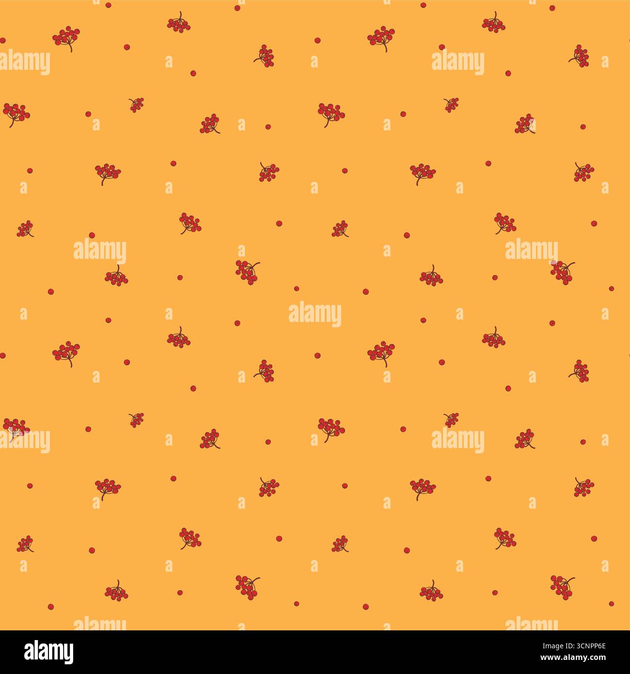 Seamless pattern of hand drawn rowens. Berries seamless pattern Stock Vector