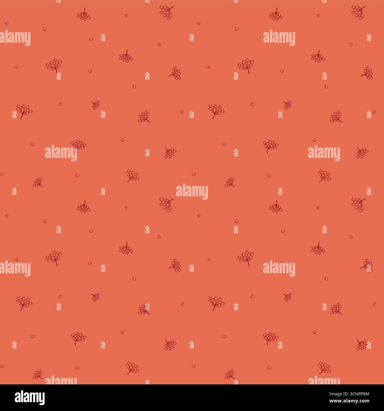 Seamless pattern of hand drawn rowens. Berries seamless pattern. Outline berries seamless pattern. Stock Vector