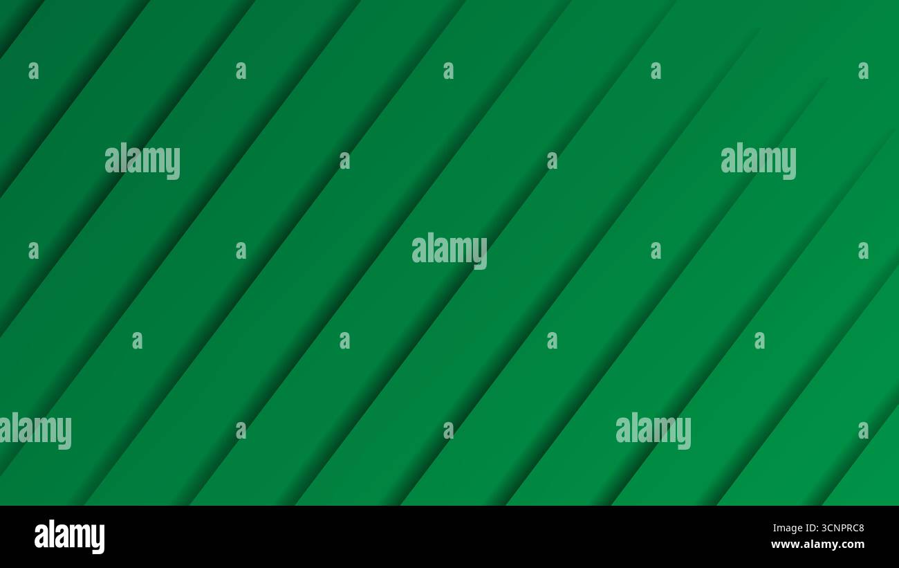 An abstract green background with 3d stripes. Stock Vector