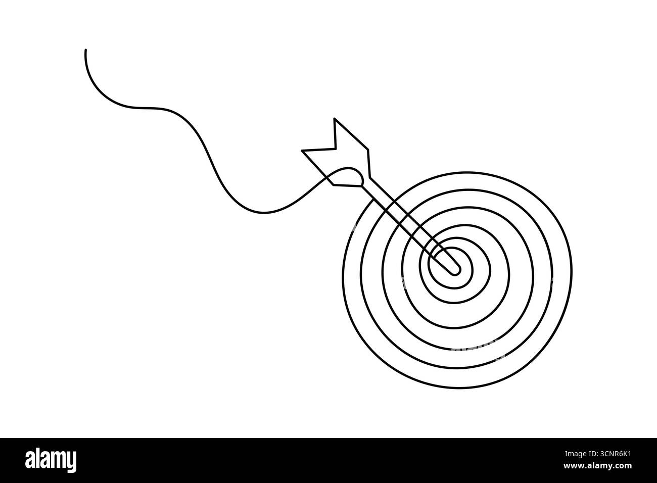 Target Line Drawing Simple Continuous one line drawing showing target with arrow in minimalist and ...