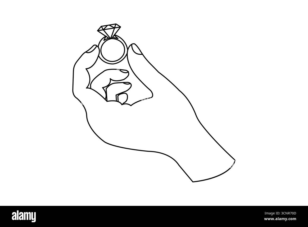 Wedding ring continuous one line drawing in minimalist style with ...
