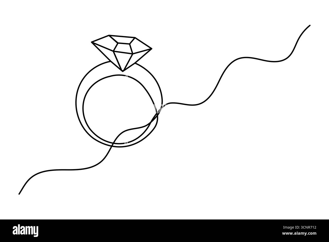 Wedding ring continuous one line drawing in minimalist style with ...