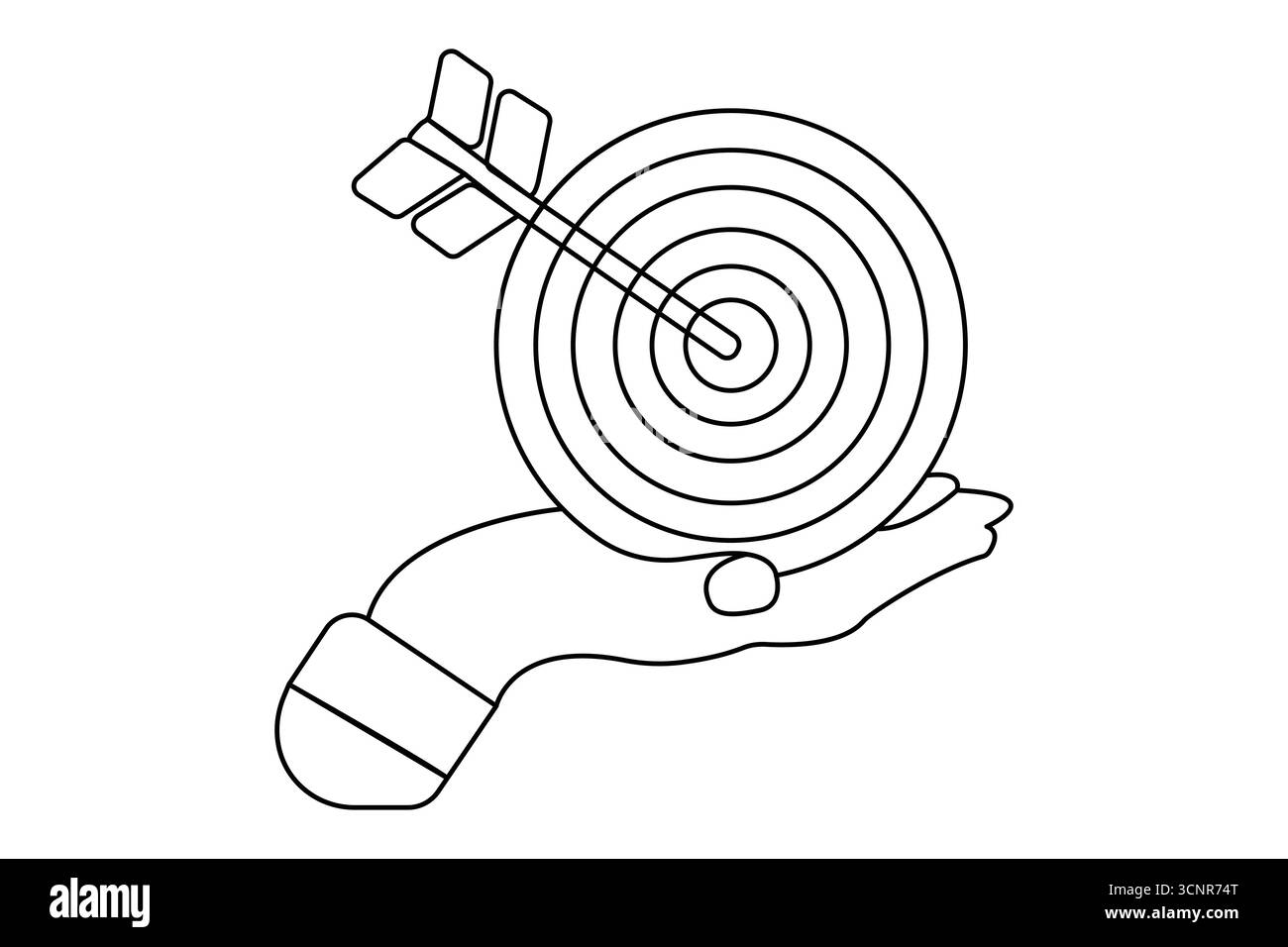 Continuous one line drawing showing target with arrow in minimalist and ...