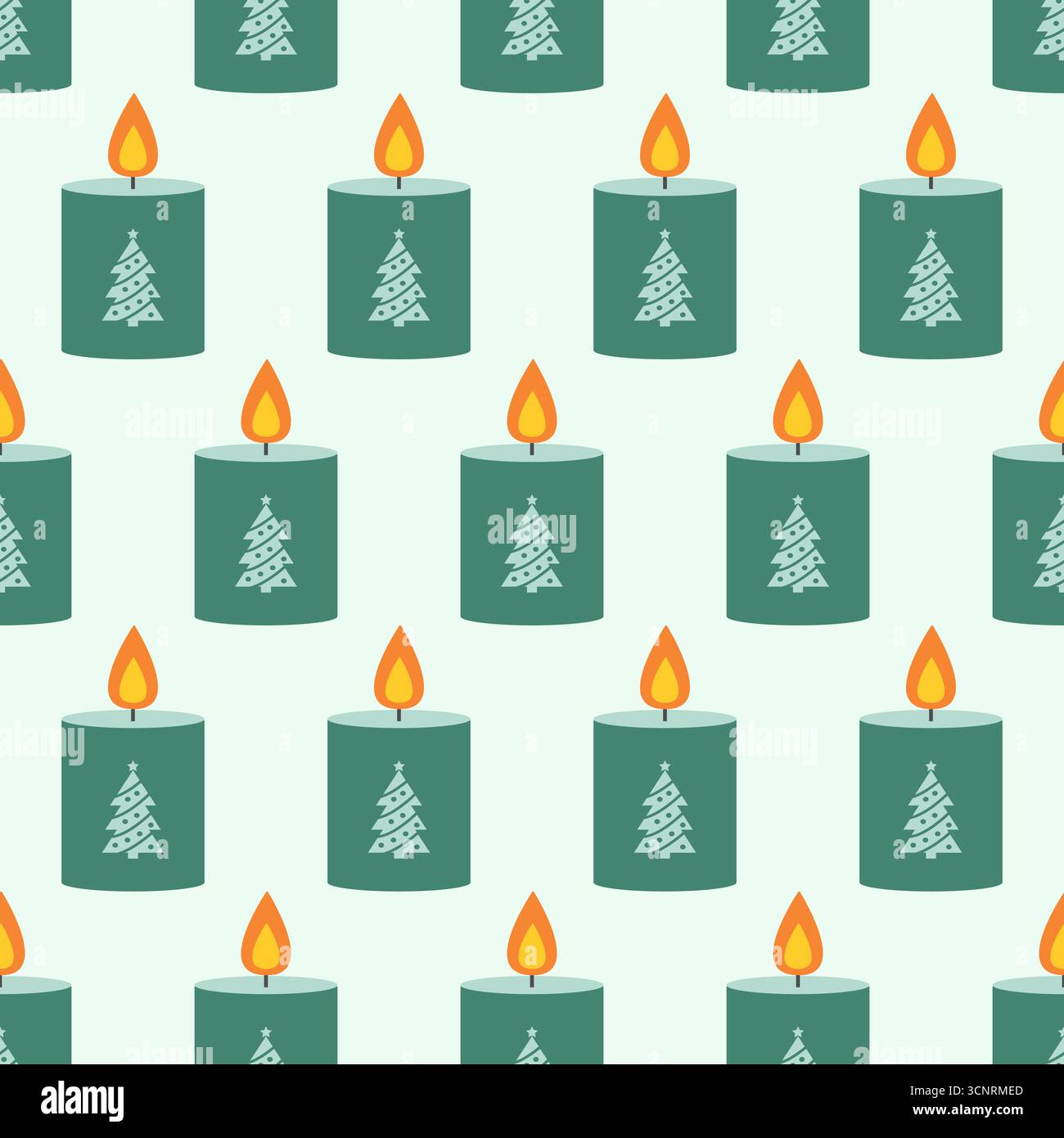 Seamless pattern of candles with a Christmas tree image. Vector ...