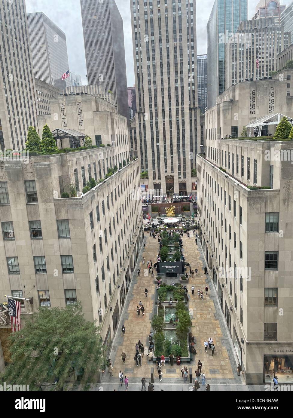 New York City is home to Rockefeller Center with its famous Channel Gardens and statue of Prometheus, 2025, New York City, USA - Smartphone Captured Stock Image