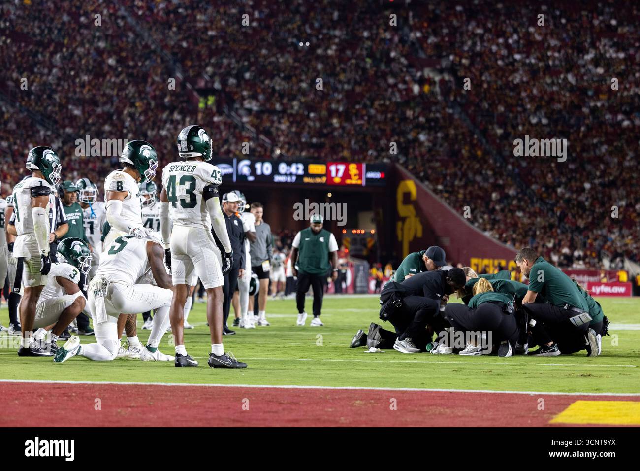 LOS ANGELES, CA SEPTEMBER 20 Play is paused while Michigan State's