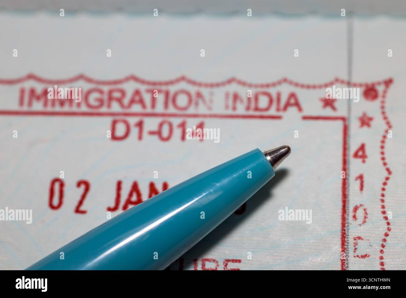 Close up view of India entry and exit stamp on passport by Indian ...