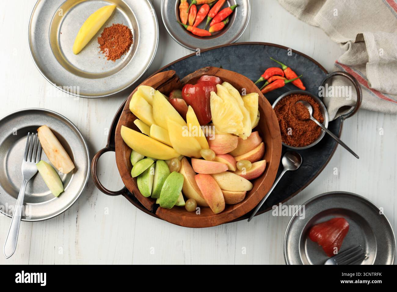 Fruit Rujak Rujak Buah Bangkok, Sliced Indonesian Fruit Salad, Served with Spicy ...