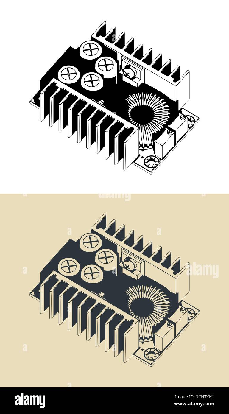 DC power supply stylized vector illustrations Stock Vector