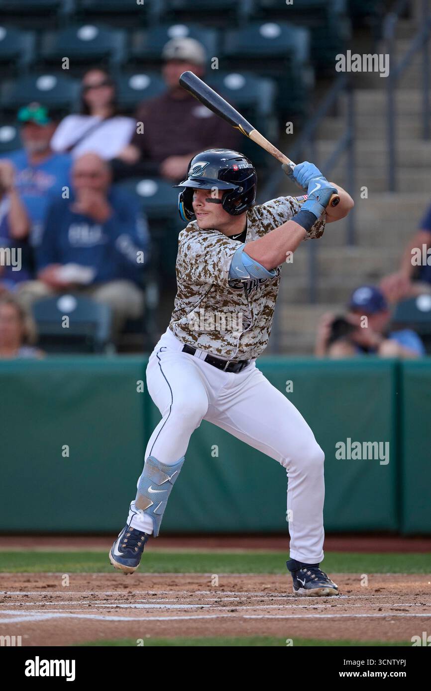 Columbus Clippers Travis Bazzana (12) bats during an MiLB International