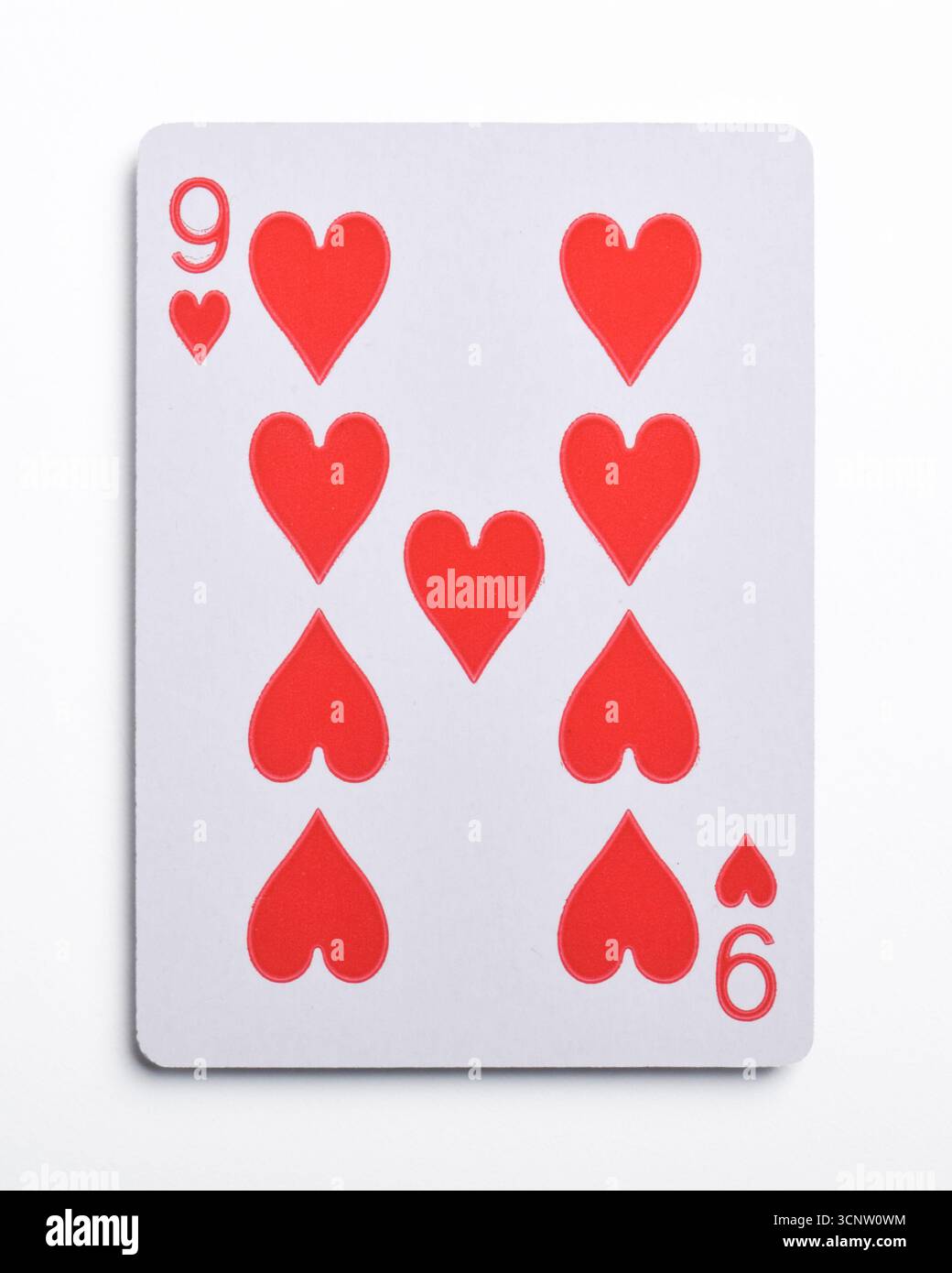 Nine of hearts playing card, isolated on white background Stock Photo ...