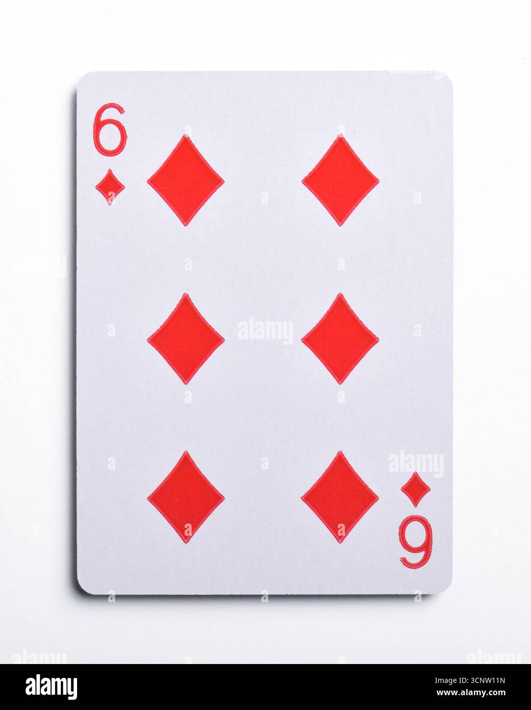 Six of Diamonds playing card, isolated on white background Stock Photo ...