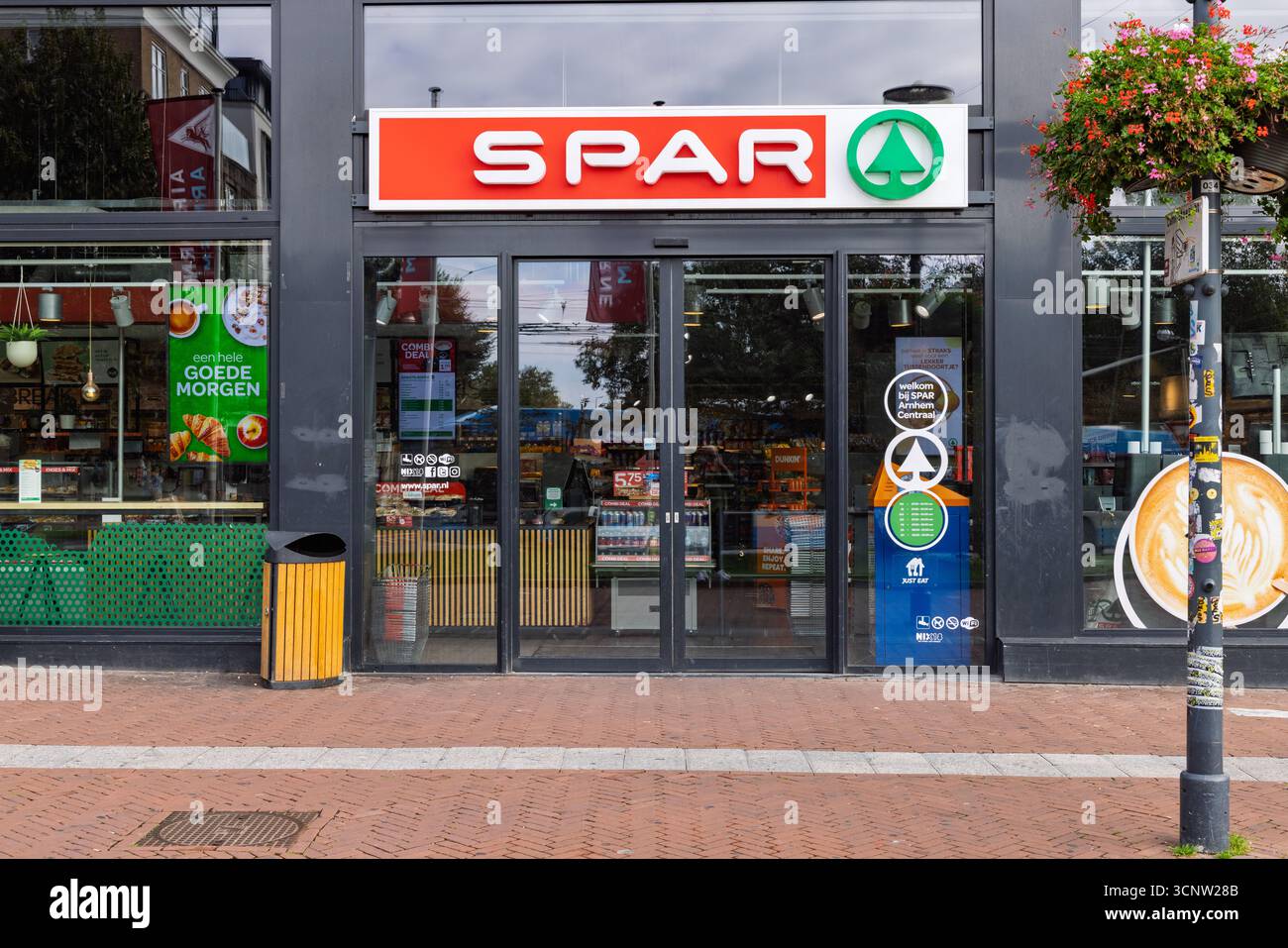A bright, modern Spar convenience store in Arnhem, Netherlands, on a ...
