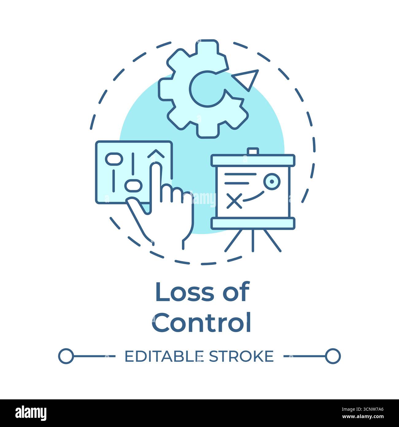 Loss of control soft blue concept icon Stock Vector