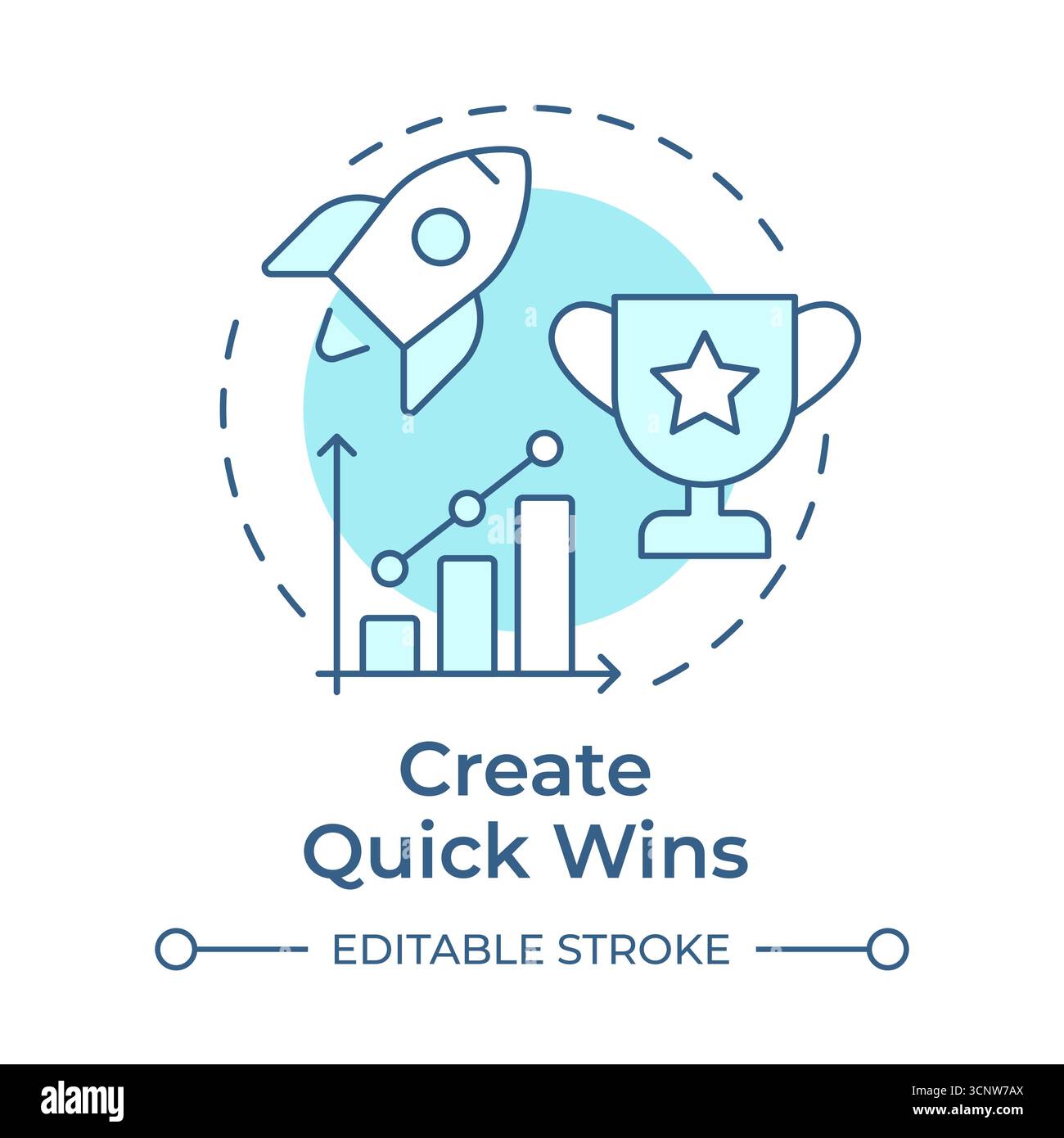 Create quick wins soft blue concept icon Stock Vector