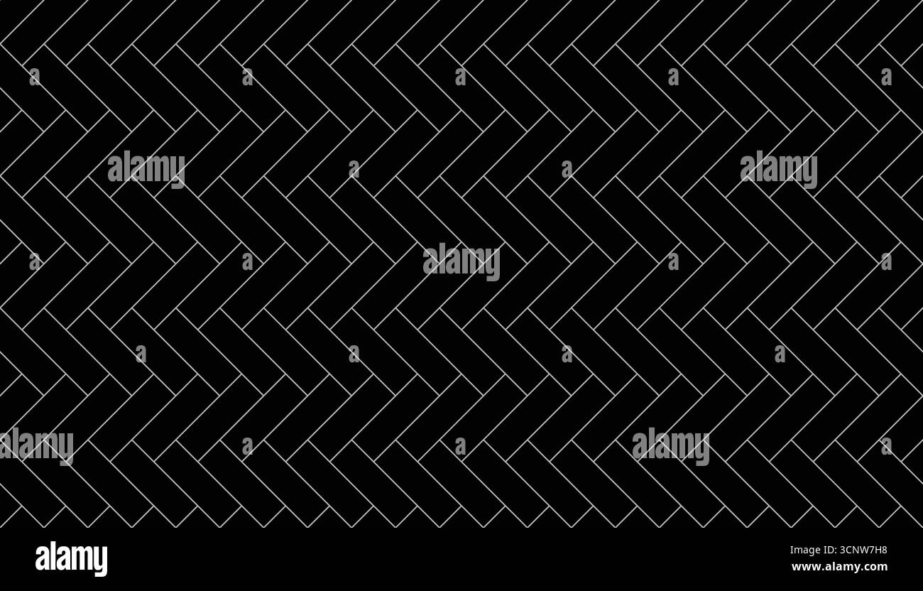 Minimal black background herringbone tile seamless pattern Stock Vector