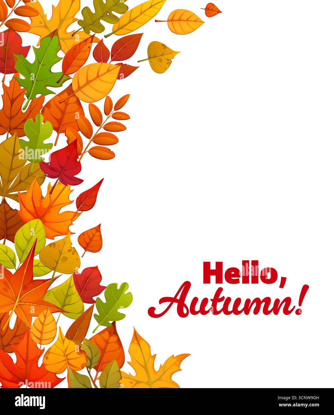 Hello autumn greeting quote text vector banner with vertical border of ...