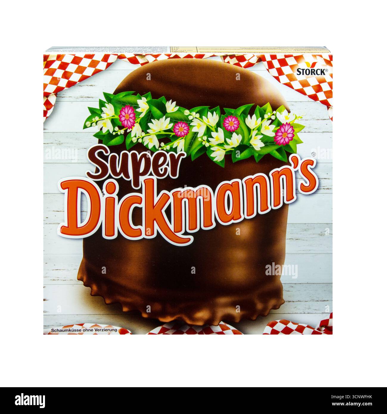 Super Dickmann's Schaumküsse von Storck und Verpackung auf weißem Hintergrund Stock Photo